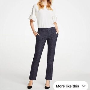 Ann Taylor Navy Ankle Pant in Mini-Check